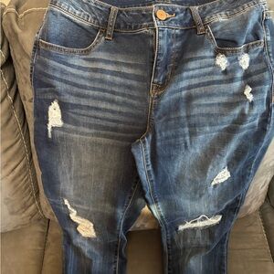 Maurices Distressed Dark Blue Skinny Jeans